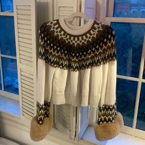 Zara size small knit sweater with fur cuffs